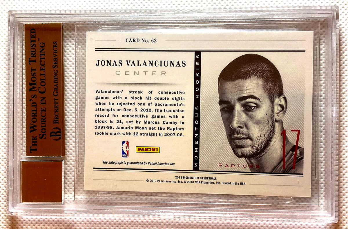 BGS 9.5 2012 Panini Momentum Momentous Rookies Jonas Valanciunas