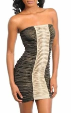 WOMEN'S STRAPLESS METALLIC SHIMMER MINI  DRESS 