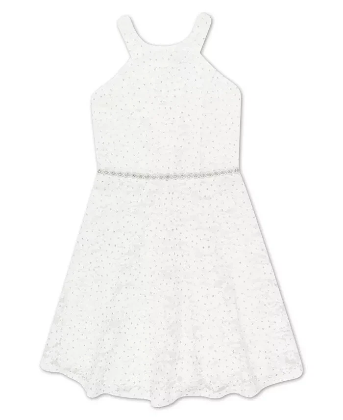 Speechless Kids Embellished Glitter Lace Bodice Dress Big Girls Size 10