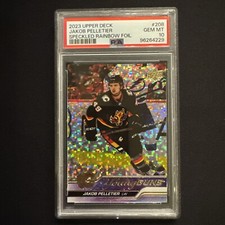 2023 Upper Deck Jakob Pelletier Young Guns Speckled Rainbow Foil RC #208 PSA 10