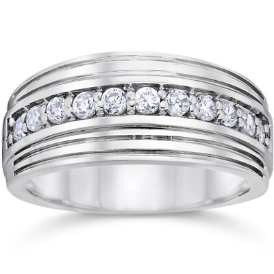 0.50 Ct Round Natural Diamond Mens Engagement Band Solid 950 Platinum Size 11