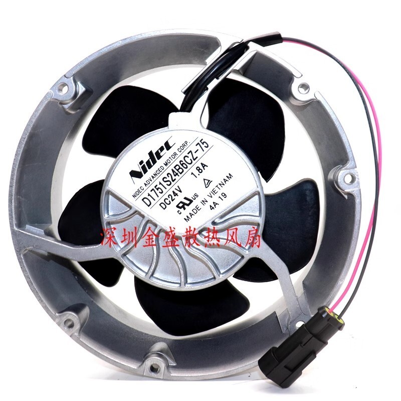 Nidec D1751S24B6CZ-75 DC24V 1.8A 2-pin ABB Inverter Cooling Fan