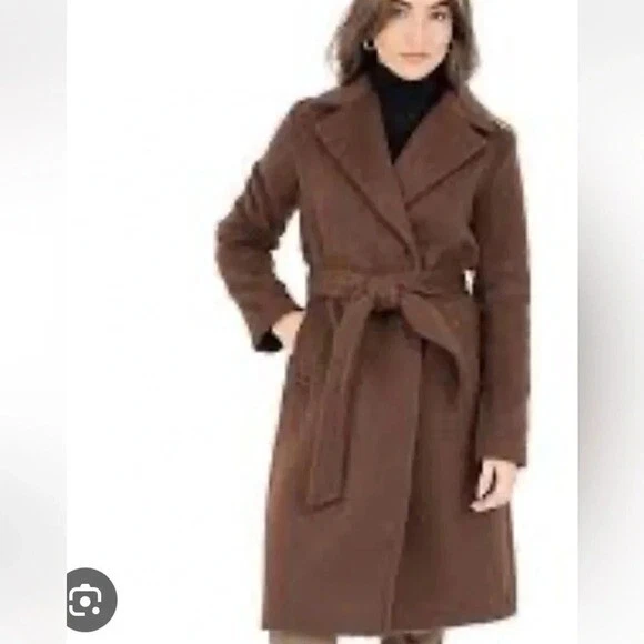 Nine West faux fir animal brown womens NWT XL belted coat - Image 2 of 4