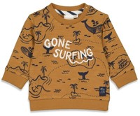 "Sweater In Camel Braun Mit Aop In Navy Bio Bw FüR Mini Boy V. Feetje \"No Waves"