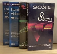 New Lot Of 4 VHS Tapes Sony T-160 Fujifilm HQ T-120 High Quality Durabrand T-120