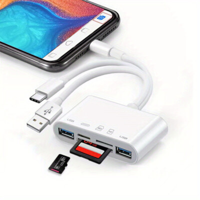 5 in 1 Multi-function TF/SD Card Reader USB OTG Adapter For Type C Phone/iPhone