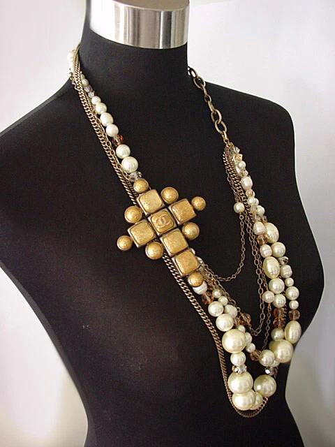 Collar Oro Perla Gripoix Cristal y Resina Raro De Colección CHANEL MULTISTRAND Foto 2 de 4