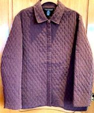Dialogue Solid Brown Diamond-quilted Jacket Coat Snap-front Pockets Sz:18w