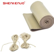 New Leather For Toyota Beige 15 Diameter Diy Car Auto Steering Wheel Cover Us