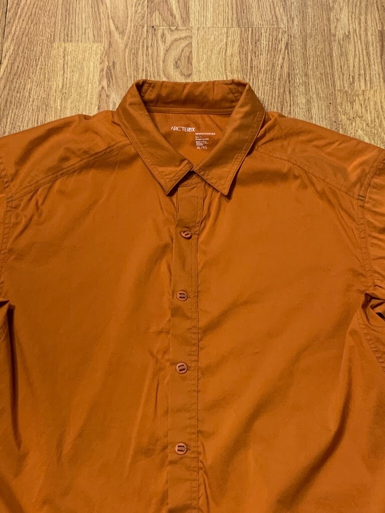 ARC'TERYX Atcteryx Camicia Uomo XL Trim Fit Arancione Performance Leggera Escursionismo Pesca