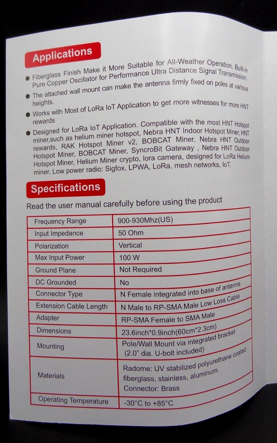 Eifagur HNT Hotspot Miner 8 dBi 915MHz LoraWAN All-Weather Antenna 24" X002XU5TM