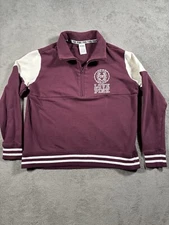 Victoria Secret PINK Women Sweatshirt Medium Purple Mock Neck 1/4 Zip Spell Out