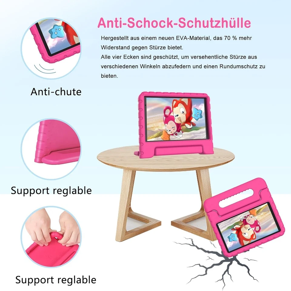 JUSYEA J8 Tablet bambini 64GB ROM 7" FHD Android 11 Pad WiFi Fotocamera ROSA - Immagine 4 di 4