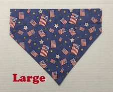 I USA Flags America Patriotic Stars Over Collar Slide On Pet Dog Bandana Scarf
