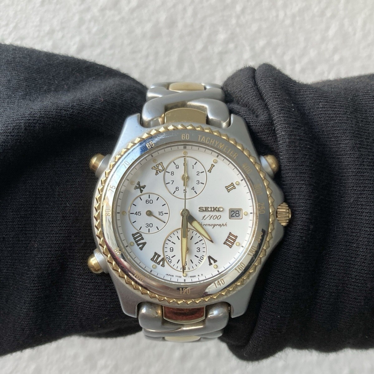 seiko 90s 1/100 chronograph quartz vintage watch | eBay
