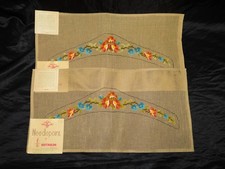 Lot 2 Reynolds Pre Worked Needlepoint Canvas Floral Wood Coat Hanger Cover