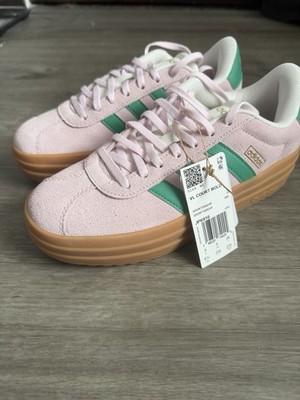 Adidas Women's Sz 6.5 VL Court Bold Clear Pink Green Platform Sneaker NEW