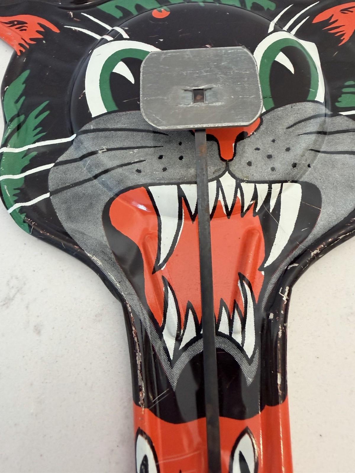 Vintage Halloween Noise Maker Black Cat Tin US Metal Toy Mfg  Co.