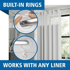 Nolan Easy Hang Hookless Fabric Shower Curtain with View, 70" x 74", White