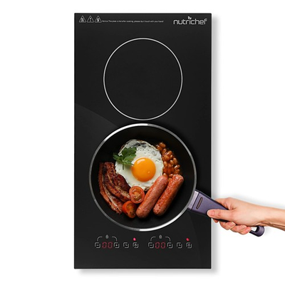 #ad NutriChef Kitchen Dual Induction Cooktop 1800W 9 Power Level Digital Display $67.00