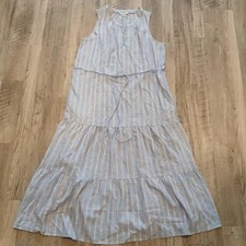 Tommy Bahama Women's Blue and Pink Striped Dress Linen Blend Size M