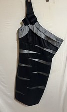 One Shoulder Bodycon Club Party Dress Prom Back Zipper Lined Black Grey R