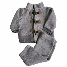 Carters 6 Months Outfit Jacket Pants Matching Set Gray/Brown Outdoorsy Fall Cozy