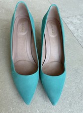Cole Haan Turquoise Pointed Toe Suede Button Accent Pumps Size 8