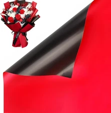 20 Sheets Black & Red Flower Wrapping Paper FOIMAS