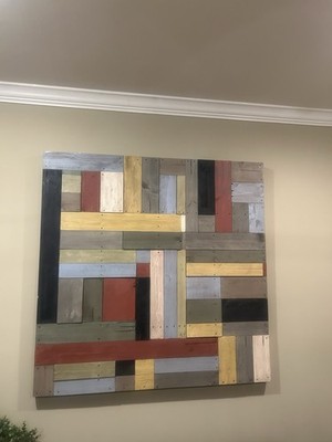  Painted Woodwork, patchwork painted planks of Colored wood, with modern energy