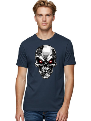 Skull-With-Binary-Code-1 Mens Graphic Tee, 100% Cotton, Casual Summer Wear