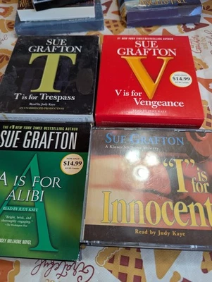 Sue Grafton Alphabet Audiobooks on CD - A, I, T and V - Image 1 of 4