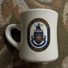 USS WISCONSIN BB 64 Mug - Diner-Style Heavy Coffee Mug - Mil-Art China Co.