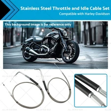 56-1/2 Stainless Steel Throttle and Idle Cable Set Suitable for Harley-Davidson