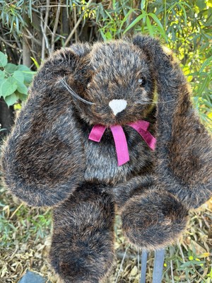 18 H Plush Creations Inc. Bunny Rabbit Brown Floppy Long Ears Vtg  93 Maroon Bow