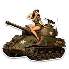 Wwii Tank Girl Sticker 4 Inch Vinyl Decal Tank Woman Soldier Tactical