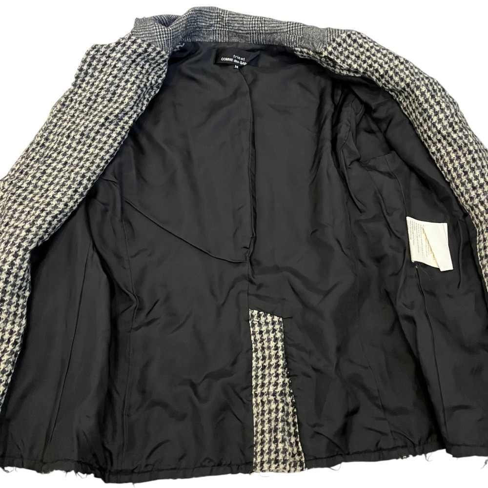 tricot COMME des GARCONS Cut-off Houndstooth Jacket M, White/Black
