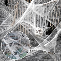 Halloween Deko Spinnennetz 200G Weiß Mit 40 Spinnen Spinnweben Garten Party