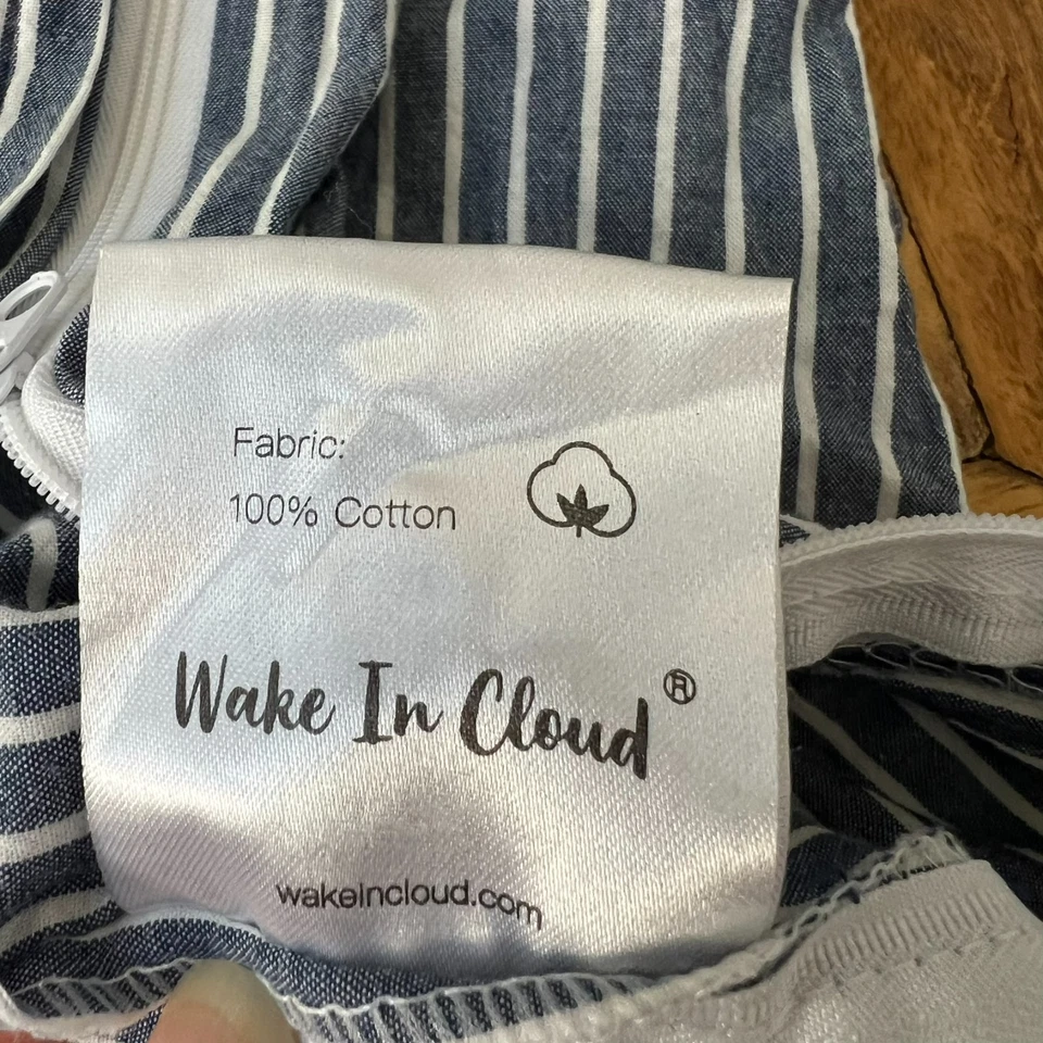 Juego de funda e inserción nórdica Wake in Cloud Twin rayas azules y blancas 65 x 88" Foto 4 de 4