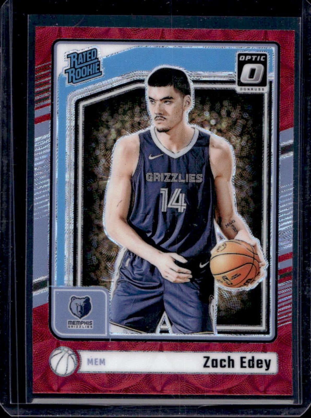 2024-25 Donruss Optic Zach Edey Rated Rookie Red International RC #288 Grizzlies