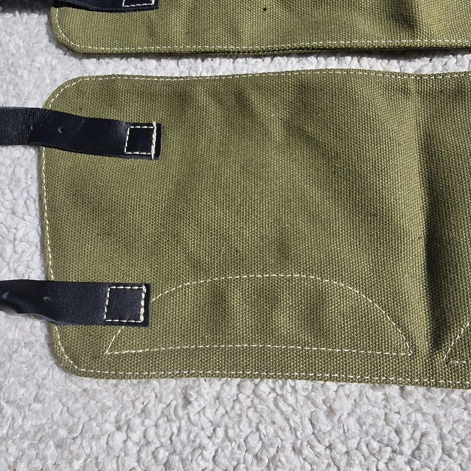 帆布腿绑腿 Olive Drab 可调皮革肩带扣 Spats 一对军队 — 第 3/4 张图片