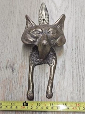 Vintage Brass Fox Door Knocker Detailed Decorative Salvage Architectrual Old 