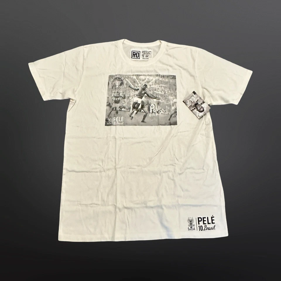 Camiseta con foto Roots of Fight Pelé 1958 Camiseta gráfica de fútbol de Brasil para hombre 3XL blanca Foto 2 de 4
