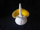 Vintage Kanawha Milk Glass Basket Yellow SATIN Glass Interior
