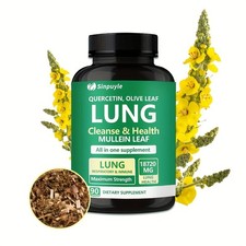 Lung Cleanse Respiratory Support Supplement Mullein Leaf Quercetin 90 Capsules