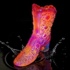 Fenton Amberina Glass Boot Figurine Daisy & Button UV Glow Original Sticker
