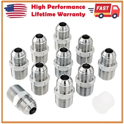 RACEWILL 10 Pack New Hydraulic Hose Adapter Fittings: 1/2" JIC 37° Male x 1/2" NPT Male
