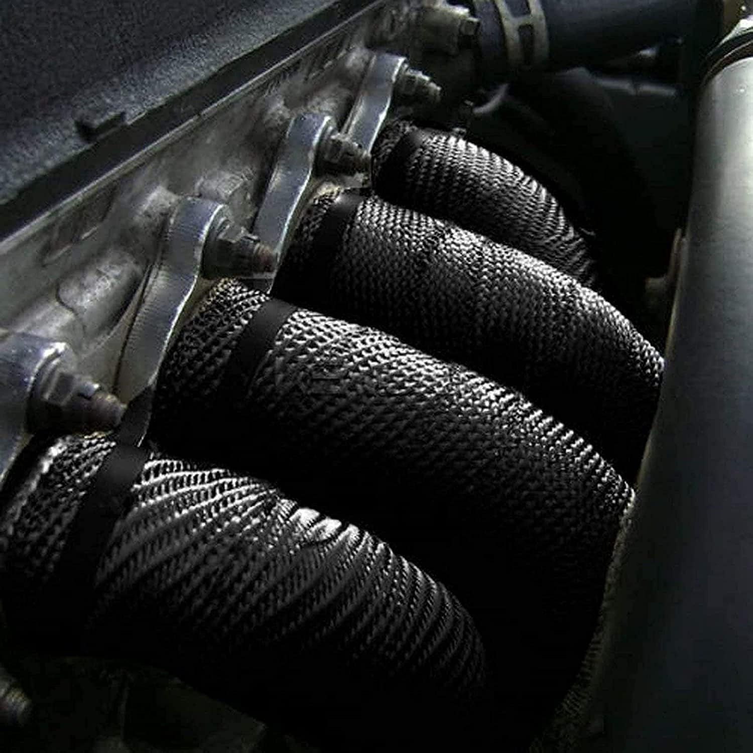 Foneso Car Exhaust Wrap 5M High Temp Heat Shield Tape, Titanium Black Pro