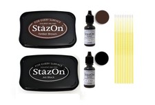 StazOn Multi-Surface Solvent Ink Pad and Reinker Bundle - StazOn Jet Black and