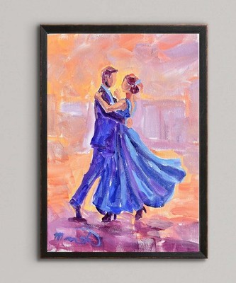 Original Bold 11x14 Impressionist Dancers Painting Acrylic Canvas Signed Decor